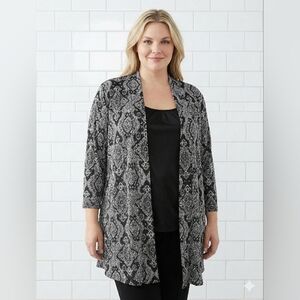 White Stag Black and Gray Paisley Cardigan
